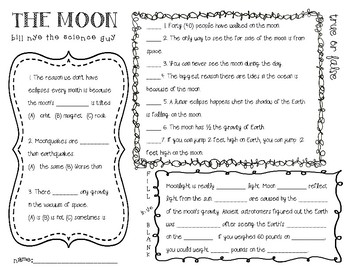 Preview of Bill Nye: The Moon worksheet
