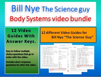 Preview of Bill Nye: The Science Guy. Body Systems (12) Video Bundle (With answer keys)