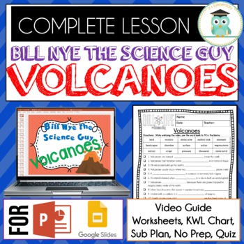 Preview of Bill Nye VOLCANOES - Video Guide, Quiz, Sub Plan, Worksheets, No Prep, Lesson