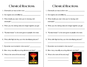 Preview of Bill Nye Video Notes - Chemical Reactions