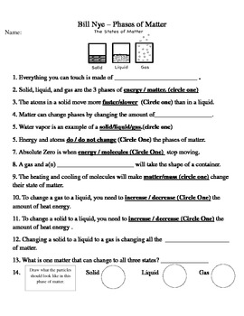 Preview of Bill Nye Video Quiz: Phases of Matter