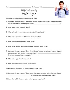 Preview of Bill Nye - WATER CYCLE guidesheet