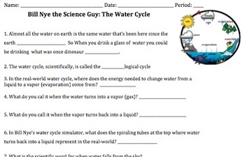 Bill Nye Water Cycle Video Worksheet by Mayberry in Montana TPT