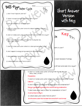Bill Nye Water Cycle Worksheets by Love Duck Teachers Pay Teachers