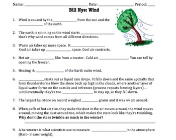 Preview of Bill Nye Wind Video Worksheet