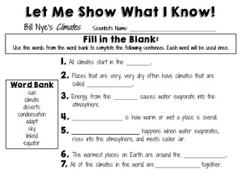 Bill Nye the Science Guy: Climates - Video Journal by Teach with Tracy