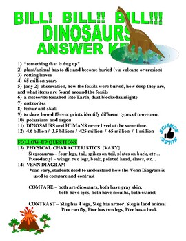 Bill Nye the Science Guy : DINOSAURS (video worksheet / sub plans / no ...