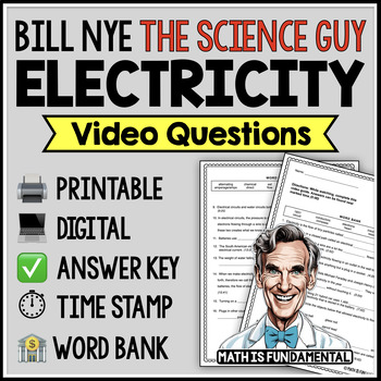 Preview of Bill Nye the Science Guy | Electricity| Printable & Digital Video Questions