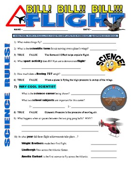 Preview of Bill Nye the Science Guy : FLIGHT (physics / forces & motion video sheet / sub)