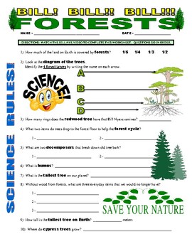 Preview of Bill Nye the Science Guy : FORESTS (environment  / Earth Day  video sheet / Sub)