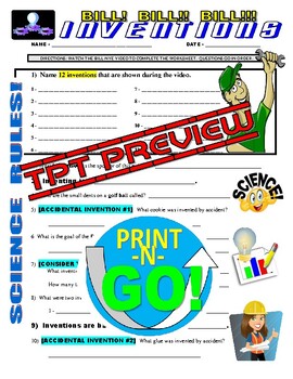 bill nye the science guy inventions stem technology video worksheet