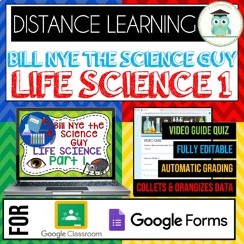 Preview of Bill Nye the Science Guy LIFE SCIENCE PART 1 BUNDLE Google Forms Video Quiz