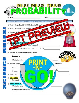 Bill Nye The Science Guy Probability Stem Math Video Worksheet Sub