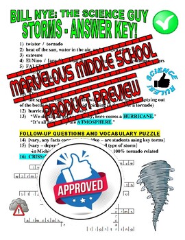 Bill Nye the Science Guy : STORMS (weather / atmosphere video worksheet /  Sub)