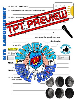 Bill Nye the Science Guy : MOON (space / planets video worksheet / sub