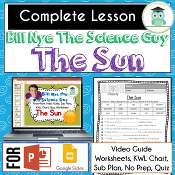 Preview of Bill Nye the Science Guy THE SUN Video Guide, Quiz, Worksheets,