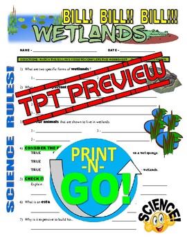 Bill Nye the Science Guy : WETLANDS (video worksheet) TpT