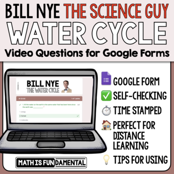 Preview of Bill Nye the Science Guy Water Cycle Google Forms Video Questions w/ Time Stamp