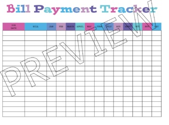 Preview of Bill Payment Tracker