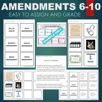 Preview of Bill of Rights - Amendments 6 - 10 Sort & Match STATIONS Activity