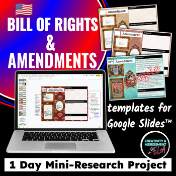 Preview of Bill of Rights & Amendments Activity 1 Day Mini-Research Google Slides™ Project