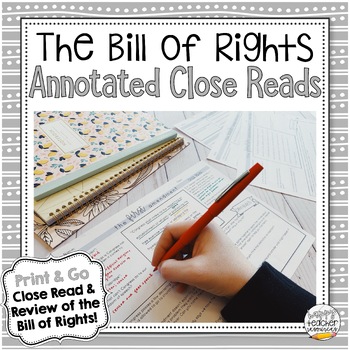 Preview of The Bill of Rights Annotated Close Read - Civics & American Government