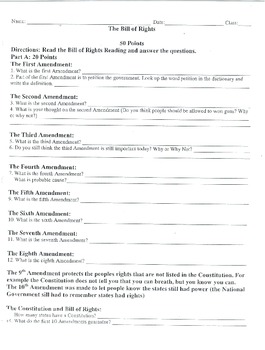 bill of rights assignment 5th grade