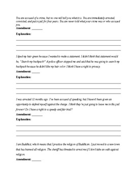 Bill of Rights Assignment Sheet by Color Coded and Creative | TPT