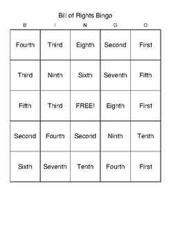 Preview of Bill of Rights Bingo