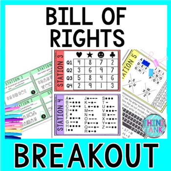 Preview of Bill of Rights Breakout Activity - Task Cards Puzzle Challenge - US Constitution