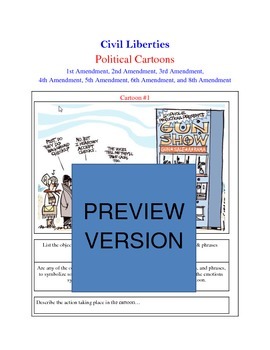 Preview of Bill of Rights / Civil Liberties Political Cartoon Analysis