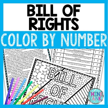 Preview of Bill of Rights Color by Number, Reading Passage and Text Marking - Constitution