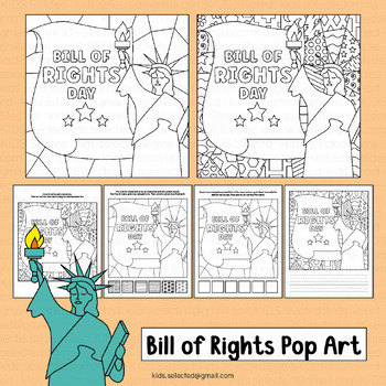 Preview of Bill of Rights Coloring Pages Pop Art Activities US Constitution Writing Project
