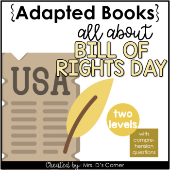 Preview of Bill of Rights Day Adapted Books [Level 1 + 2] Digital + Printable