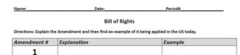 Preview of Bill of Rights Graphic Organizer