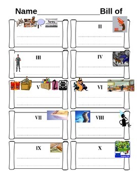 Preview of Bill of Rights Graphic Organizer Worksheet