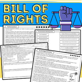 Preview of Bill of Rights Informational Social Studies Reading Passages & Worksheets