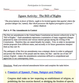 Bill of Rights Jigsaw Activity