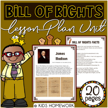 Preview of Bill of Rights Lesson Plan Unit - U.S. Constitution & Bill of Rights Worksheets