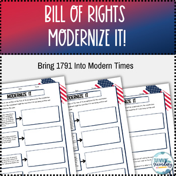 Preview of Bill of Rights Modernize It Writing Activity for U.S History/Gov