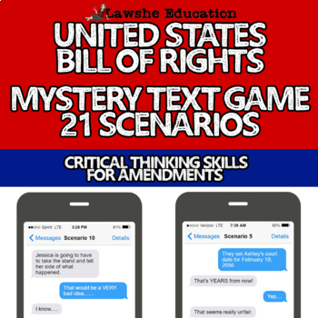 Preview of Bill of Rights Mystery Scenario Text Game US History United States History