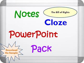 Preview of Bill of Rights Pack (PowerPoint, Notes, Cloze Sheets and Flashcards)