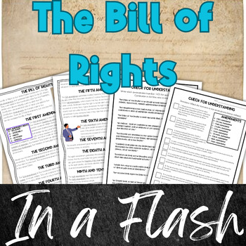 Preview of Bill of Rights in a Flash Reading Comprehension Worksheet