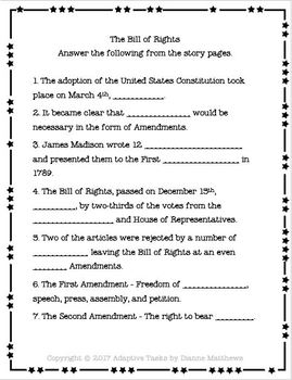 Bill Of Rights Reading Comprehension Set By Adaptive Tasks Tpt