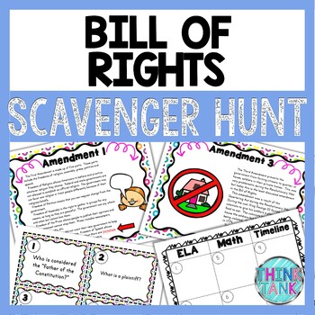 Preview of Bill of Rights Scavenger Hunt - Task Cards - Constitution Reading Comprehension