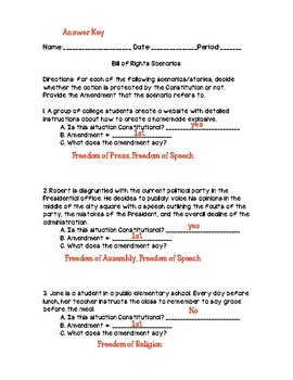 Bill Of Rights Situations Worksheet Answers Printables Math Worksheets