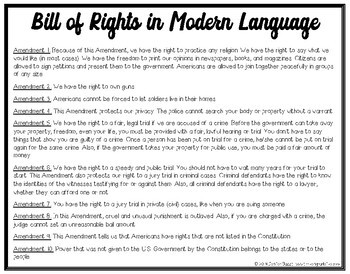 Bill of Rights Scenario Cards US Constitution