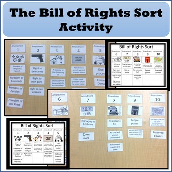 Preview of Bill of Rights Sort Activity Civics EOC Review Stations Centers SS.7.CG.2.3