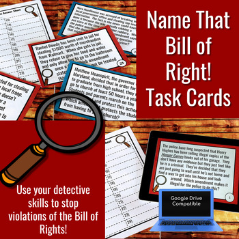 Preview of Bill of Rights Task Cards and Walk the Room Google Drive Compatible