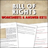 Bill of Rights US Constitution Reading Worksheets and Answer Keys